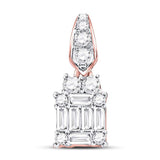 14kt Rose Gold Womens Baguette Diamond Square Cluster Pendant 1/3 Cttw