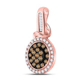10kt Rose Gold Womens Round Brown Diamond Fashion Cluster Pendant 3/8 Cttw
