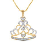 10kt Yellow Gold Womens Round Diamond Crown Tiara Fashion Pendant 1/6 Cttw