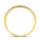 10kt Yellow Gold Womens Round Diamond Slender Scalloped Stackable Band Ring 1/6 Cttw