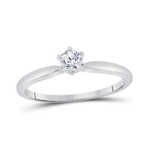 14kt White Gold Womens Round Diamond Solitaire Bridal Wedding Engagement Ring 1/5 Cttw
