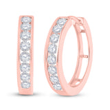 10kt Rose Gold Womens Round Diamond Hoop Earrings 1 Cttw