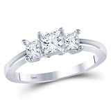 14kt White Gold Princess Diamond 3-stone Bridal Wedding Engagement Ring 1 Cttw