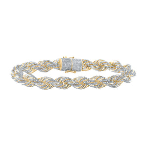 10kt Yellow Gold Mens Round Diamond Chain Bracelet 8-3/4 Cttw