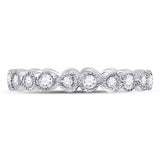 10kt White Gold Womens Round Diamond Heart Eternity Band Ring 3/8 Cttw