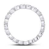 10kt White Gold Womens Round Diamond Heart Eternity Band Ring 3/8 Cttw