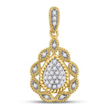 10kt Yellow Gold Womens Round Diamond Teardrop Pendant 1/8 Cttw