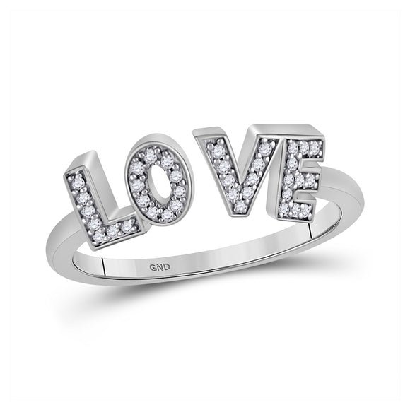 10kt White Gold Womens Round Diamond Love Fashion Ring 1/10 Cttw