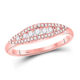 14kt Rose Gold Womens Round Diamond Modern Anniversary Band Ring 3/8 Cttw