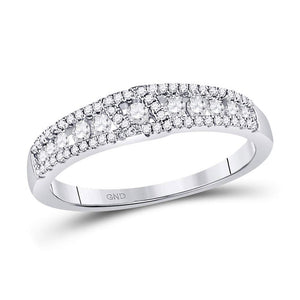 14kt White Gold Womens Round Diamond Anniversary Band Ring 1/2 Cttw