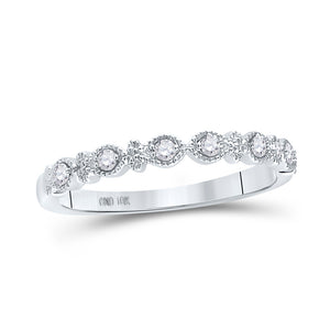 10kt White Gold Womens Round Diamond Stackable Band Ring 1/10 Cttw