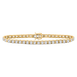 10kt Yellow Gold Womens Round Diamond Studded Tennis Bracelet 7 Cttw