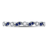 10kt White Gold Womens Round Blue Sapphire Diamond Stackable Band Ring 1/10 Cttw