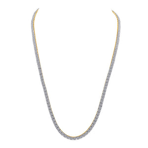 10kt Yellow Gold Mens Round Diamond 24-inch Square Link Chain Necklace 12 Cttw