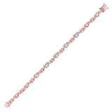 Rose-tone Sterling Silver Womens Round Diamond Mom Bracelet 1/20 Cttw