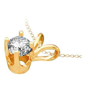 14kt Yellow Gold Womens Round Diamond Solitaire Pendant 1/4 Cttw