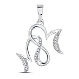 10kt White Gold Womens Round Diamond Mom Pendant 1/10 Cttw