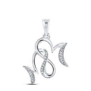 10kt White Gold Womens Round Diamond Mom Pendant 1/10 Cttw