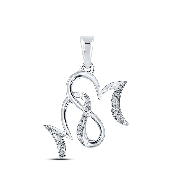 10kt White Gold Womens Round Diamond Mom Pendant 1/10 Cttw