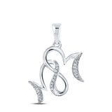 10kt White Gold Womens Round Diamond Mom Pendant 1/10 Cttw