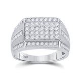 10kt White Gold Mens Round Diamond Cluster Ring 1-1/4 Cttw