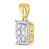 14kt Yellow Gold Womens Round Diamond Rectangle Cluster Pendant 1/4 Cttw