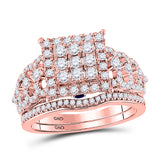 14kt Rose Gold Round Diamond Bridal Wedding Ring Band Set 1 Cttw