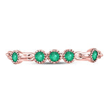 10kt Rose Gold Womens Round Emerald Dot Stackable Band Ring 1/20 Cttw