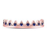 10kt Rose Gold Womens Round Blue Sapphire Chevron Stackable Band Ring 1/10 Cttw