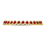 10kt Yellow Gold Womens Round Ruby Single Row Stackable Ring 1/8 Cttw
