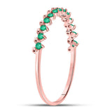 10kt Rose Gold Womens Round Emerald Stackable Band Ring 1/8 Cttw