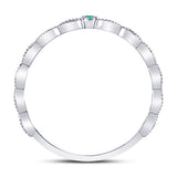 10kt White Gold Womens Round Emerald Solitaire Milgrain Stackable Band Ring .01 Cttw