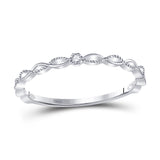 10kt White Gold Womens Round Diamond Stackable Band Ring .01 Cttw