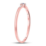 10kt Rose Gold Womens Round Blue Sapphire Diamond Stackable Band Ring 1/12 Cttw