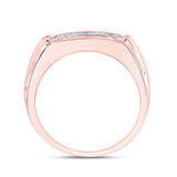 14kt Rose Gold Mens Round Diamond Double Row Wedding Band Ring 1/2 Cttw