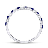 10kt White Gold Womens Princess Blue Sapphire Diamond Stackable Band Ring 3/8 Cttw