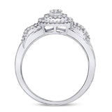 10kt White Gold Womens Round Diamond Cluster Split-shank XO Ring 1/5 Cttw