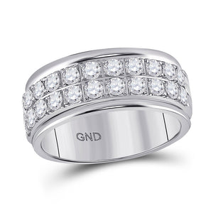 10kt White Gold Womens Round Diamond Double Row Band Ring 1 Cttw