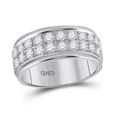 10kt White Gold Womens Round Diamond Double Row Band Ring 1 Cttw