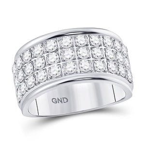 10kt White Gold Womens Round Diamond Triple Row Band Ring 1-1/2 Cttw