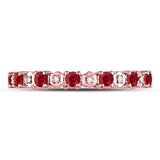 10kt Rose Gold Womens Round Ruby Diamond Eternity Stackable Band Ring 1 Cttw