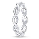 10kt White Gold Womens Round Diamond Fashion Braid Band Ring 1/10 Cttw