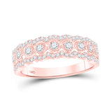 10kt Rose Gold Womens Round Diamond Vintage-inspired Band Ring 1/3 Cttw