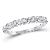 10kt White Gold Womens Round Diamond Stackable Band Ring 1/10 Cttw