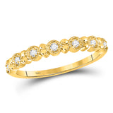10kt Yellow Gold Womens Round Diamond Stackable Band Ring 1/10 Cttw