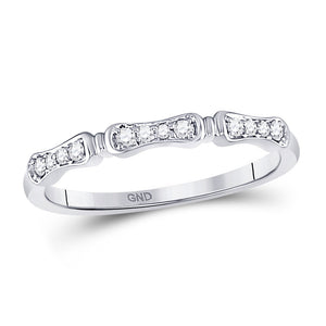 10kt White Gold Womens Round Diamond Stackable Band Ring 1/10 Cttw