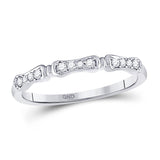 10kt White Gold Womens Round Diamond Stackable Band Ring 1/10 Cttw