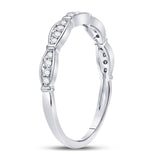 10kt White Gold Womens Round Diamond Stackable Band Ring 1/8 Cttw