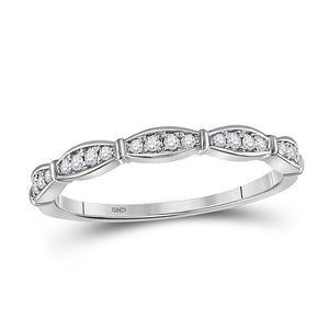 10kt White Gold Womens Round Diamond Stackable Band Ring 1/8 Cttw