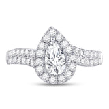 14kt White Gold Pear Diamond Halo Bridal Wedding Engagement Ring 1 Cttw